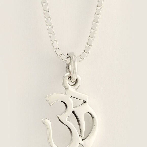 OM JEAN CLAUDE Silver-Tone Unisex Om Buddhist Charm Pendant  With Box Chain  NEW - Picture 3 of 4